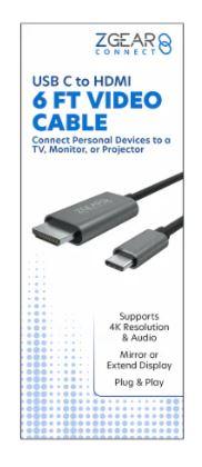 Zgear USB-C to HDMI Cable 6 Foot Supports 4K Resolution & Audio Plug & Play