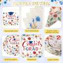 Ceenna 452 Pcs 2026 Red White Blue Floral Graduation Party Decoration for 50, Wildflower Congrats Grad Paper Plates Napkins Cups Tablecloth Cutlery Straw Grad Tableware for Class of 2026 Party Supply