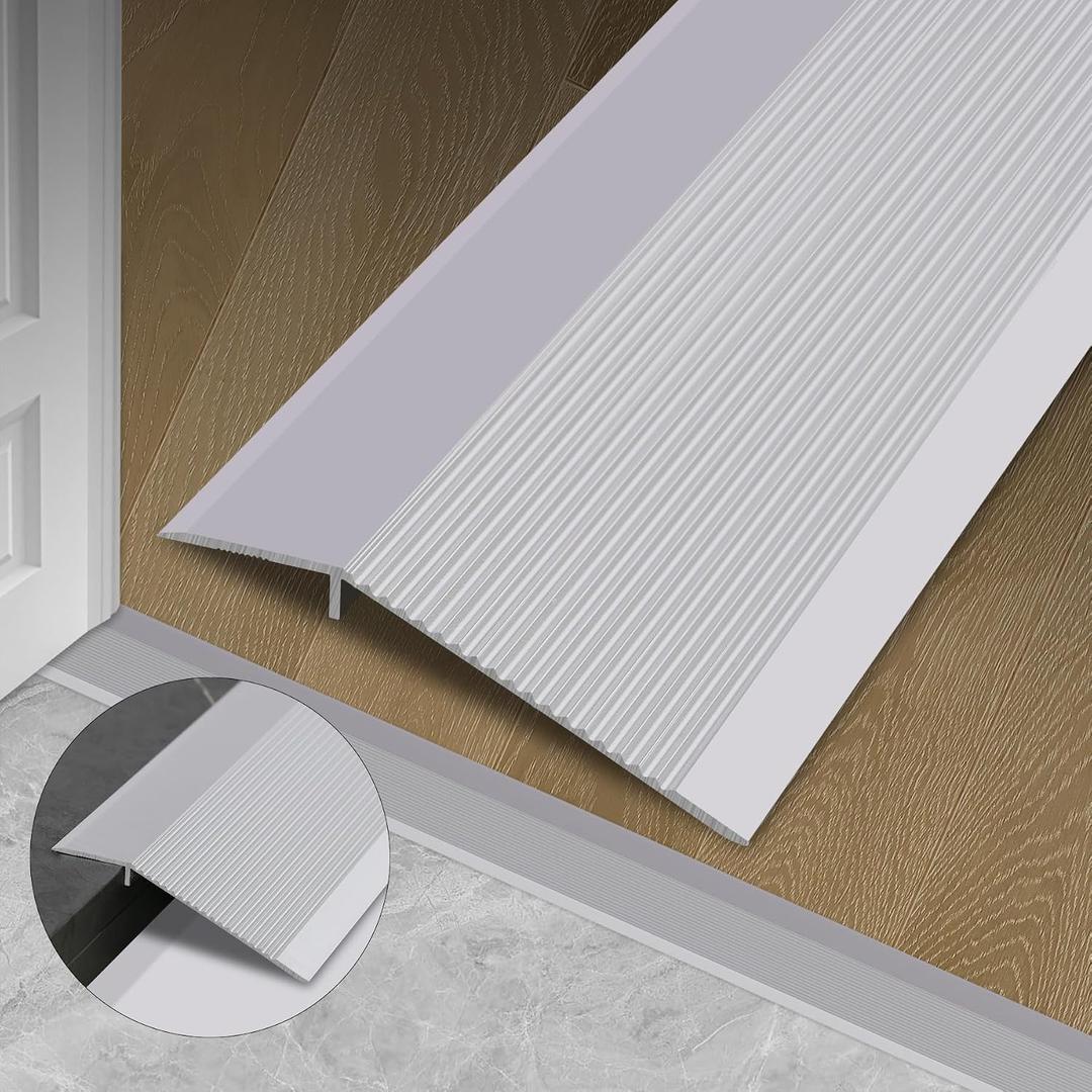 Gaahing Aluminum Floor Transition Strip, 2Pcs 35.4in x 3.9in, Matte Silver