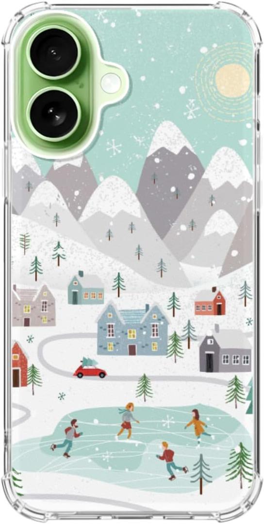 Winter Village House Phone Case Compatible with iPhone 17, Funny Christmas Holiday Phone Cover, Soft Shockproof Protective TPU Case