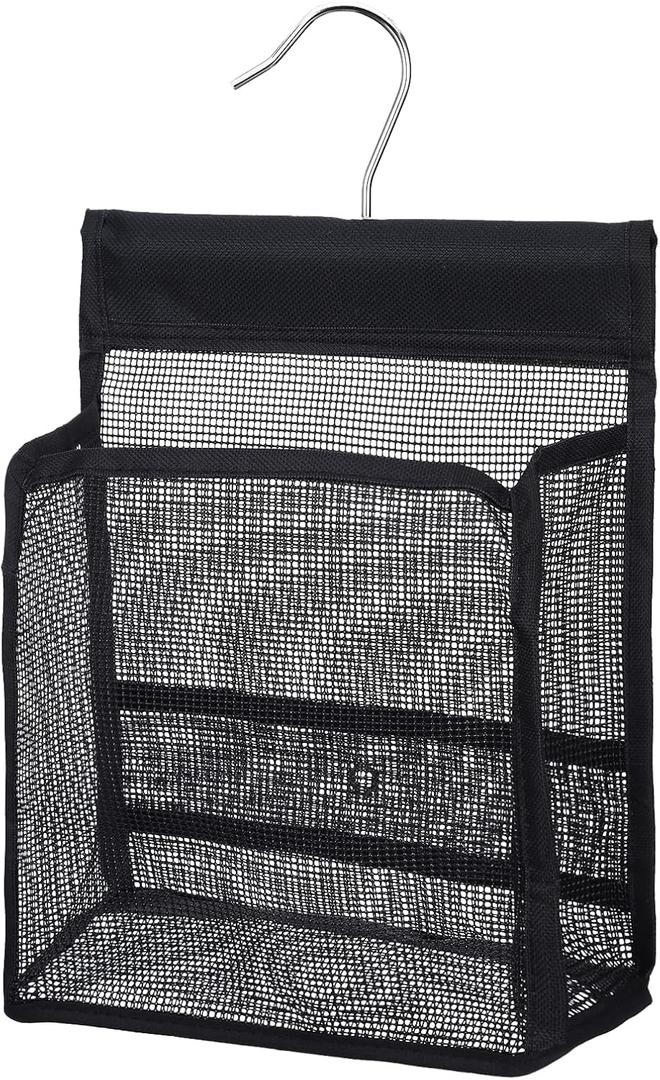 Mesh Shower Caddy Hanging, PVC Bathroom Storage Bag for College Dorm, Gym, Swimming, RV And Travel, Black