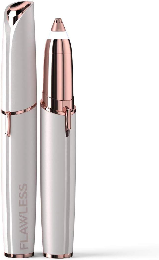 Finishing Touch Flawless Brows Eyebrow Hair Remover Electric Razor for Women with LED Light for Instant and Painless Hair Removal (White)