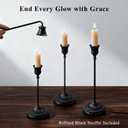 BEAHOT Matte Black Candle Holders Set of 6 with Matching Candle Snuffers Elegant Non-Slip Candlestick Holders for Christmas Decorations Wedding Centerpiece, Dining Table & Home Gift Display