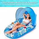 Jasonwell Pool Float with Canopy - Inflatable Pool Floaties Adult Lounger Floats Raft Floating Chair with Cup Holders for Swimming Pool Lake Water Lounge Float Beach Pool Party Toys for Adults (Blue)