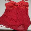SUUKSESS Women One Piece Swim Dress Tummy Control Swimsuit Mesh Bathing Suit (Medium, Red)