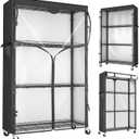 Storage Shelves with Cover & Wheels, 36" W x 14" D x 63" H