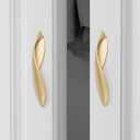 4Pcs Arcuate Pulls Handle Knob,5" C-C Large Modern Elegant Curved Handle Cabinet Pulls,Create a Spatial Aesthetic,S-Shaped Solid Zinc Alloy Drawer Pull (4 Pack, Pearl Gold, 5.0" Hole Centers)