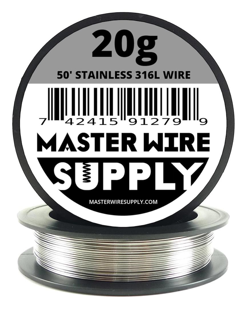 Stainless Steel 316L - 50' - 20 Gauge Wire - 50ft - 0.81mm - 0.032in - Made in USA - Master Wire Supply