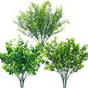 Ouddy Decor 6 Bundles Artificial Greenery Stems Mixed Fake Plastic Plants Eucalyptus Rosemary Faux Magnolia for Outdoor Indoor Garden Home Window Box Decor