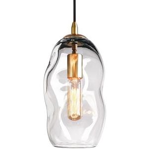 CASAMOTION Pendant Light Fixtures Glass Pendant Lights Kitchen Island Modern Gold Brass Kit Clear Organic Globe Bar Counter Dining Room Large Lamp Shade 12 Inch Height 1 Pack