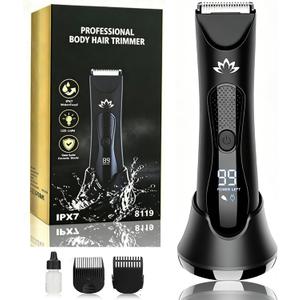 Suttik Manscape Body & Pubic Hair Trimmer for Men, Groin & Ball Trimmer Men, Electric Razor Mens Grooming Kit, Body Groomer Ball Shaver for Smooth Wet/Dry Shaving, Led Light