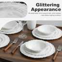 White Pearl Melamine Dinnerware Set, 12-Piece Plastic Dinner Dishes Set, Service for 4 Unbreakable Kitchen Plates and Bowls Set