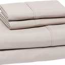 Amazon Basics Lightweight Super Soft Cooling, Breathable Wrinkle Resistant Brushed Microfiber 4-Piece Sheet Set with 14-Inch Deep Pockets, Queen, Taupe, Solid