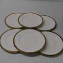 Dinner Plates, Set of 6, 10 inch,White Porcelain with Gold TrimAppetizer Plates,Ceramic Round Dessert Serving Plates for Bread, Salad, Snack and Finger Food,Elegant Ceramic Dinner Plates