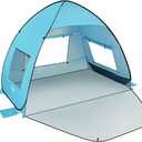 UPF 50+ Pop Up Beach Tent, Easy Set Up Beach Umbrella, UV Protection Portable Sun Shelter, Lightweight with Carry Bag