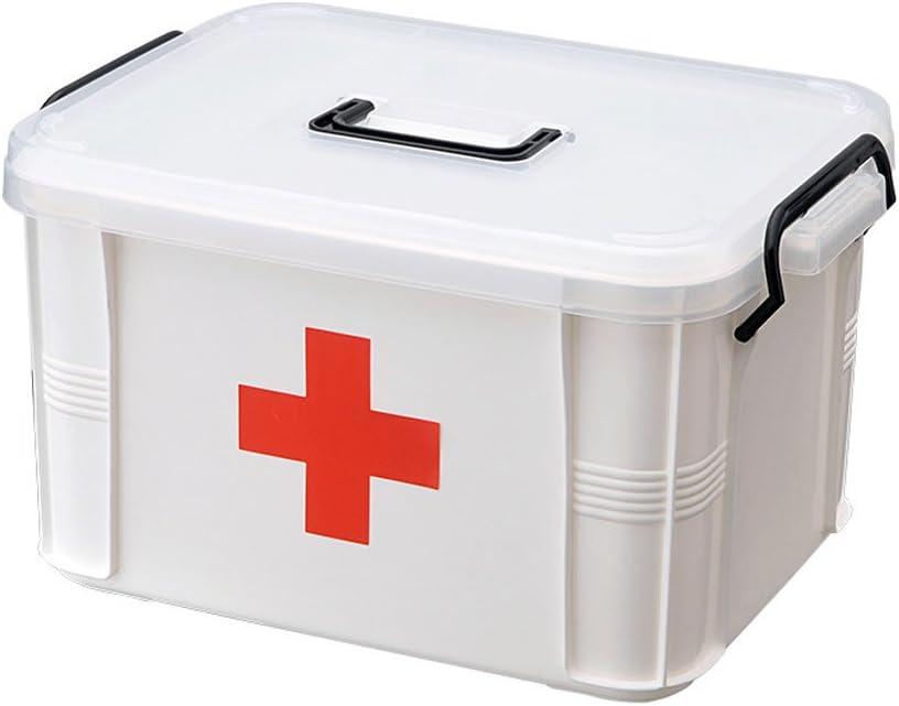 Levoberg Medicine Box Storage Box Organizer 2 Layers with Compartments Family Emergency Kit Storage Case 9.25"x6.49"x5.31"