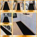 Ottomanson 2x14 Runner Rug for Hallway Kitchen Rug Runners | Black Solid Thin Entryway Rug Non-Slip Bathroom Mat, 14 ft Carpet Runner for Living Room Bedroom, 22.5" x 14'