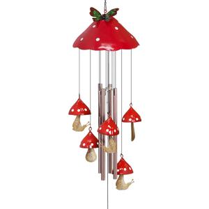 EVOLUX Wind Chimes for Outside, Mushroom Wind Chime Garden Decor Outdoor, Yard Decorations Wind Chimes for Mom Grandma Women HousewarmingRed