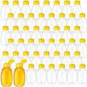 Didaey Pack of 48, 12 oz Plastic Honey Bottles Clear Jars Honey Dispenser with Lids Caps Containers Leak Resistant Empty Refillable Squeeze Bottle for Maple Syrup, Storing and Dispensing