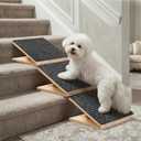 Dog Ramp for Stairs 3 Pack - Adjustable Wooden Stair Wedges for Small Dogs, Foldable Indoor Dog Stair Ramp with Triangular Support and Non-Slip Pads for Senior and Short-Legged Pets