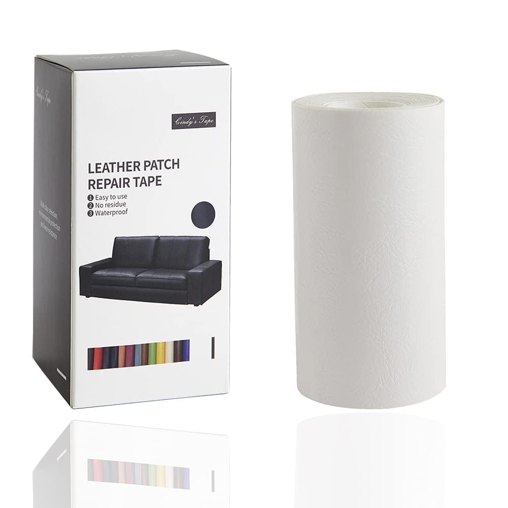 Cindy's Tape Leather Repair Patch Kit White 4 x 60 inch Leather Repair Tape Self Adhesive Patch for Furniture, Couch, Sofa, Car Seats, Chair, First Aid Vinyl Repair Kit