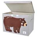 Foldable Large Kids Toy Chest with Flip-Top Lid, Collapsible Fabric Animal Toy Storage Organizer/Bin/Box/Basket/Trunk for Toddler, Children and Baby Nursery (Bear)