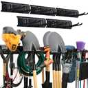 TIDYME Garage Tool Organizer Wall Mount - 80 inches - Sturdy Storage Rack with Adjustable Hooks, Anti-Rust - Easy Installation, 500lbs Capacity - Garden Tool Organizer (05 Racks & 10 Hooks)