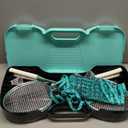 EasyGo Badminton Set, with Net, 4 Racket, 4 Birdies, Portable Storage Box, for Backyards, Outdoor Games, Yard Games