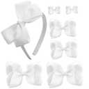 7 PCS Hair Bows for Girls Grosgrain Ribbon Hair Bow Alligator Clips Hair Accessories for Baby Girls Toddlers (7pcs-White)