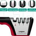 Longzon 5-in-1 Knife Sharpener 4 Stage with Cut-Resistant Glove, Quickly Sharpens & Restores Dull Blades, Easy & Safe for Home Kitchen Use, Fits Most Knives and Scissors, Black+Red