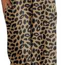 Lepunuo Womens Casual Loose Jumpsuits Summer Boho Wide Leg Rompers Sleeveless Overalls with Pockets (Small, Leopard Khaki)