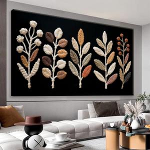 QSQ Modern Black Bohemian Feather Abstract Wall Artwork Prints Painting Canvas Art Wall Decor Pictures Painting Aesthetic Wall Decor For Living Room Bedroom Dining Room Home Office Artwork 24" x48"