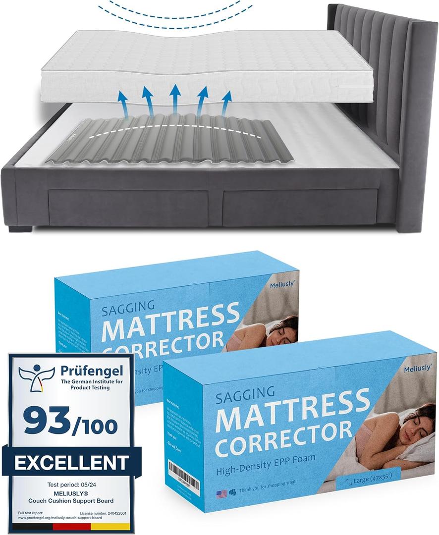 Premium Saggy Mattress Support (2X Large) Extra Firm Sagging Mattress Support Pad, Firming Pad to Fix Sagging and Sinking and Improve Firmness, Corrector Insert to Help with Back Pain by Meliusly (Large 2-Pack)