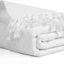 Salt Earth 100% Cotton Muslin Throw Blanket, Gauze Blanket 50"X60" Throw with Tassel 4 Layered for Couch, Bed, Living Room, Lightweight & All Season Blankets & Throws, Nature & Skin Friendly(White)