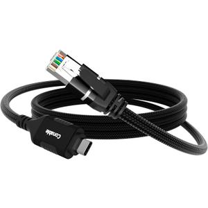 USB C to Ethernet Cable 1 FT, USB Type C to RJ45 Nylon Braided Cord, Gigabit Directly Connected, USB-C to Network Internet Adapter, Compatible with MacBook Pro, iPad Pro, Smartphone, Laptop, PC