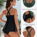 Blooming Jelly Womens Tankini Swimsuits Modest Tummy Control Bathing Suit Two Piece Swim Suit 2026 Swimwear with Bottoms (Black, L)