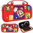 Xinocy for Nintendo Switch for Switch Lite Carrying Case - Cute Kawaii Design for Switch Lite Travel Cases Portable Storage Carry Protective Hard Shell for Women Girls Boys Teens, Red