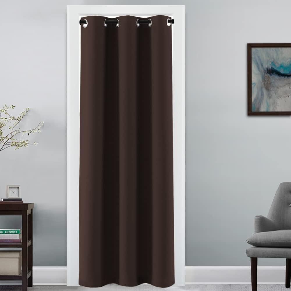 Doorway Curtain Blackout Closet Door Curtain Room Divider Window Treatment Curtain for Bedroom Thermal Insulated Privacy Drape Soundproof Grommet, 26 x 80 inches, 1 Panel, Chocolate Brown