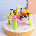 Water Table for Toddlers 1-3, Outdoor Toys for Kids Ages 4-8 with Pump, Kitchen Play Sink with Running Water, Fishing Toys Playset, Summer Outside Sand Water Sensory Activity Pool Toys Gifts, Pink