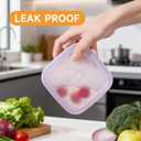OTB Set of 2 Reusable Silicone Containers Clear, Nesting Leak-free Silicone Food Storage Boxes, BPA Free, Airtight, Dishwasher and Freezer Safe