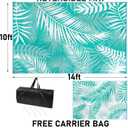Outdoor Rug Waterproof for Patios Clearance, 10'x14' Quick Drying Outdoor Plastic Straw Rug Camping Carpet, Outside Floor Mats Large Area Rugs for RV,Patio,Deck,Porch, Beach, Balcony,Teal&White
