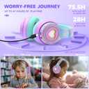 iClever Auraa Active Noise Cancelling Headphones for Kids, LED Light Up, Bluetooth 6.0, Safe Volume 80dBA, 47H Play Time,Fast Charging,Kids Headphones Wireless with Mic AUX Cord for Travel iPad,Purple