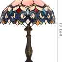 Tiffany Lamp Pink Stained Glass Table Lamp Bedside Reading Light W12H19 Inches (Pink Baroque Style)