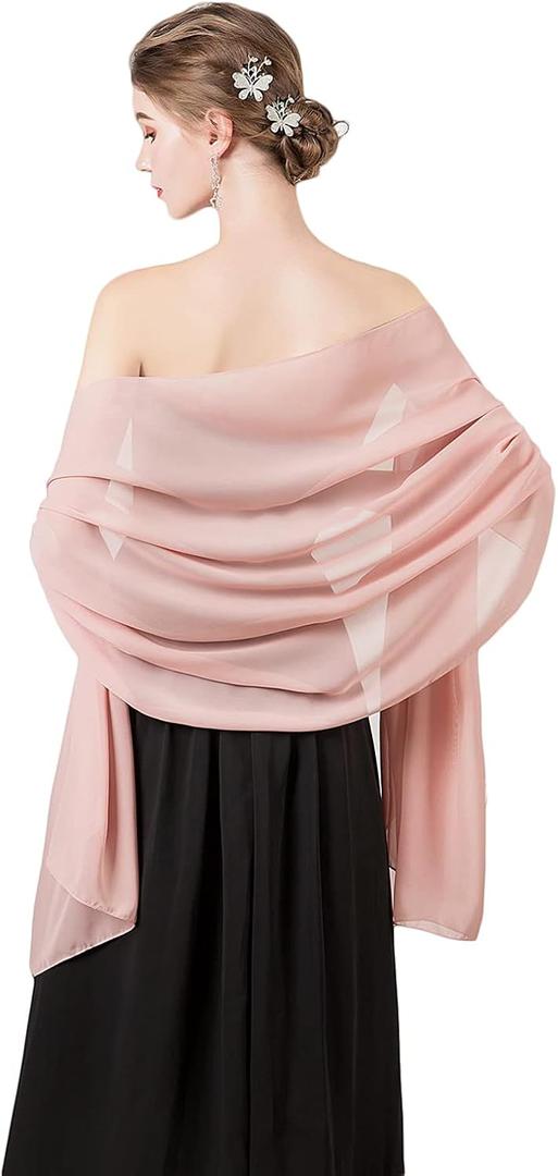 Soft Chiffon Scarfs Shawls and Wraps for Evening Dresses Wedding Shawl Wraps Bridal Scarve for Women Blush Onesize