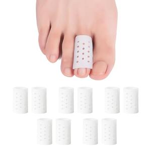 Hoogoo Toe Sleeve Gel for Second, Third Toes, 10 Pcs Breathable Toe Protector Toe Cover with Holes, Provides Relief from Missing or Ingrown Toenails, Corns, Blisters, Hammer Toes, Reduce Friction