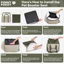 FUNNY FUZZY Dog Car Seat Waterpoof for Small & Medium Dogs Up to 35lbs, Detachable & Washable Pet Booster Seat with Leash, Thick Cushion, Storage Pockets & Adjustable Straps (Beige)