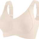 Bras for Women No Underwire Full Coverage Adjustable Bra Comfort Wireless Ribbed Bras 2025 (Beige, XXXL)