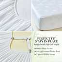 YIYEA 100% Organic Viscose Derived from Bamboo Sheets Full Size Set, Luxury 400TC Jacquard Bed Sheets, Soft Breathable Cooling Sheets,16" Deep Pocket, with 2 Sheet Fasteners (White, Full)