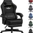 GTPLAYER Gaming Chair Fabric with Pocket Spring Cushion, Big and Tall Gamings Chairs 350LBS High Back Computer Chair with Footrest for Adults Lumbar Support Swivel Game Chair for Office Light Black