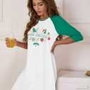 ASTANFY Women Christmas Shirt Dress Merry Christmas Long Sleeve Dress (White, XL)